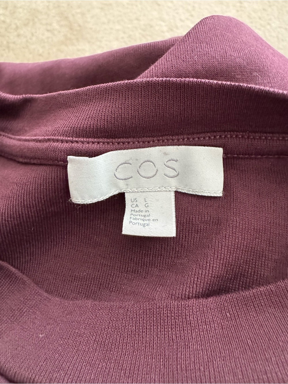 COS Burgundy Tee Shirt Large - Picture 3 of 4
